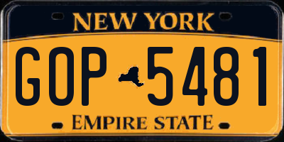 NY license plate GOP5481