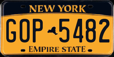 NY license plate GOP5482