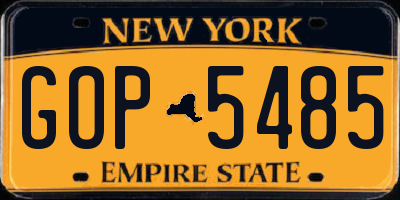 NY license plate GOP5485