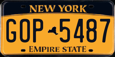 NY license plate GOP5487