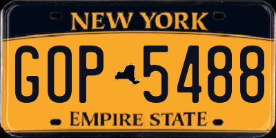 NY license plate GOP5488