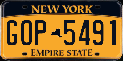 NY license plate GOP5491