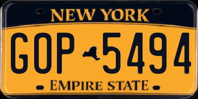 NY license plate GOP5494