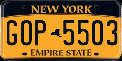 NY license plate GOP5503