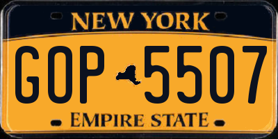NY license plate GOP5507