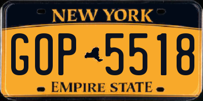 NY license plate GOP5518