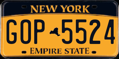 NY license plate GOP5524