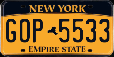 NY license plate GOP5533