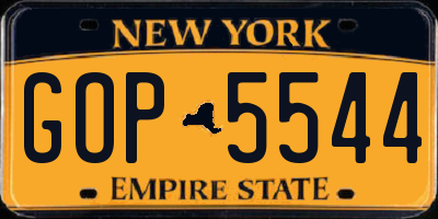 NY license plate GOP5544