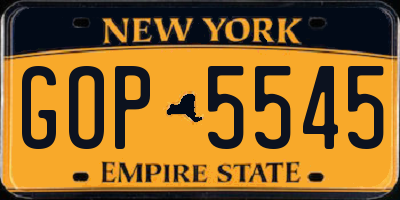 NY license plate GOP5545