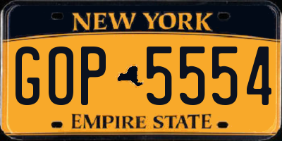 NY license plate GOP5554