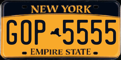NY license plate GOP5555