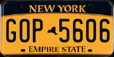 NY license plate GOP5606
