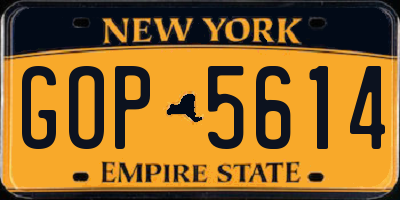 NY license plate GOP5614