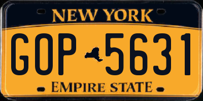 NY license plate GOP5631