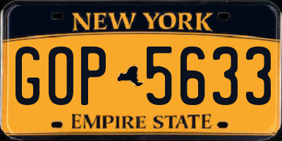 NY license plate GOP5633