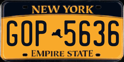 NY license plate GOP5636