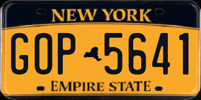 NY license plate GOP5641
