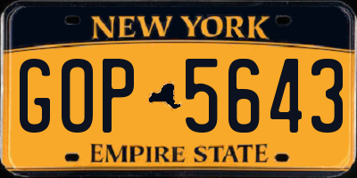 NY license plate GOP5643
