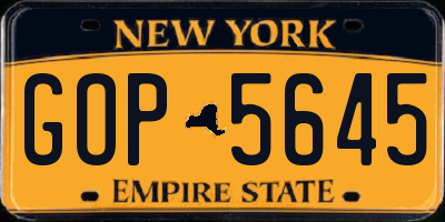 NY license plate GOP5645