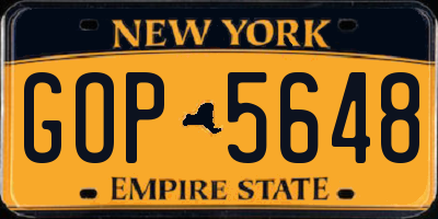 NY license plate GOP5648