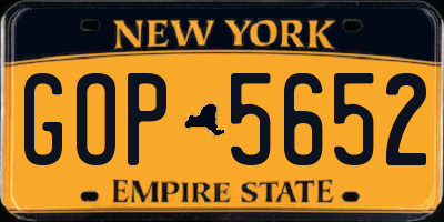 NY license plate GOP5652