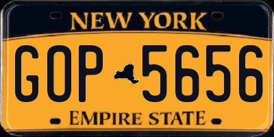NY license plate GOP5656