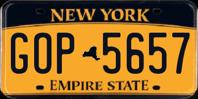 NY license plate GOP5657