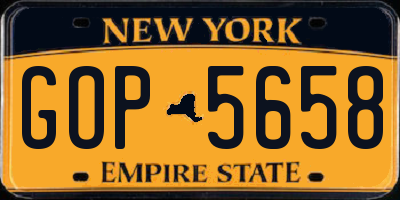NY license plate GOP5658