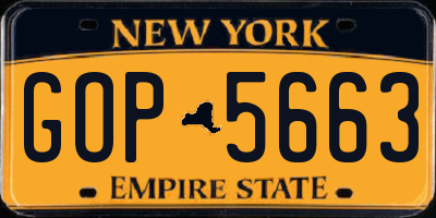 NY license plate GOP5663