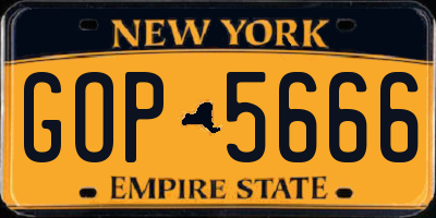 NY license plate GOP5666