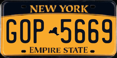 NY license plate GOP5669