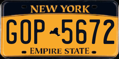 NY license plate GOP5672
