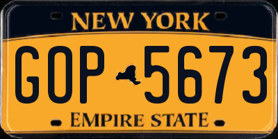 NY license plate GOP5673