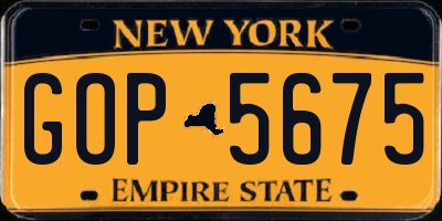 NY license plate GOP5675