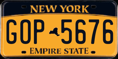 NY license plate GOP5676