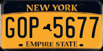 NY license plate GOP5677