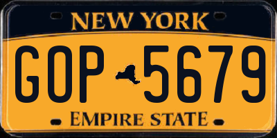 NY license plate GOP5679