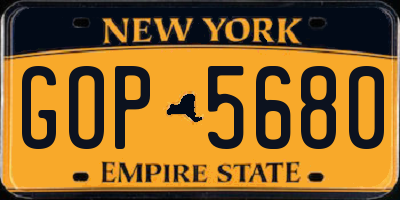NY license plate GOP5680