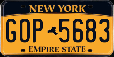 NY license plate GOP5683