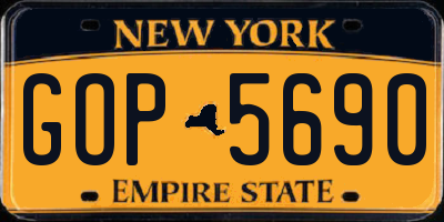 NY license plate GOP5690