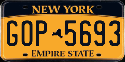 NY license plate GOP5693