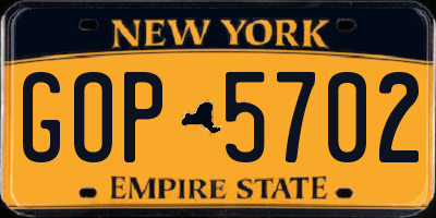 NY license plate GOP5702