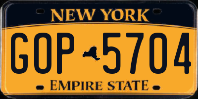 NY license plate GOP5704