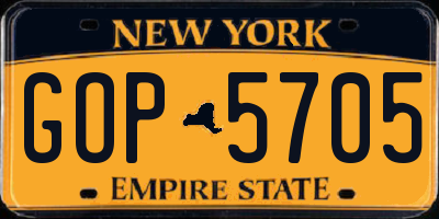 NY license plate GOP5705