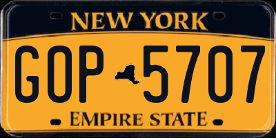 NY license plate GOP5707