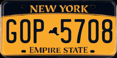 NY license plate GOP5708