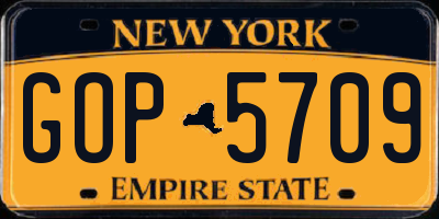 NY license plate GOP5709