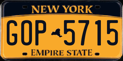 NY license plate GOP5715