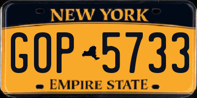 NY license plate GOP5733